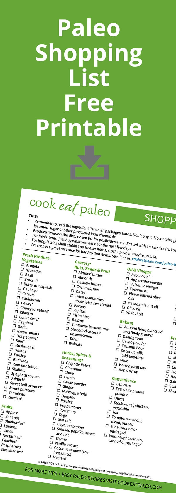 Paleo Diet Shopping List
 How to Stock a Paleo Pantry Printable Shopping List