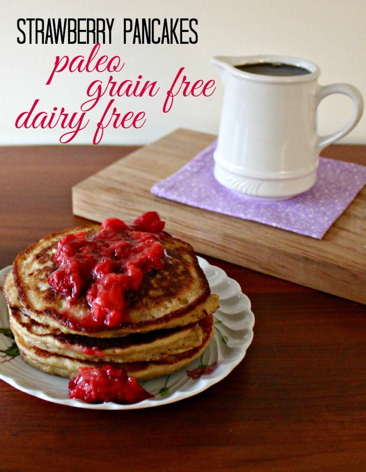 Paleo Pancakes Recipe
 Strawberry Paleo Pancake Recipe with Fresh Strawberry Topping