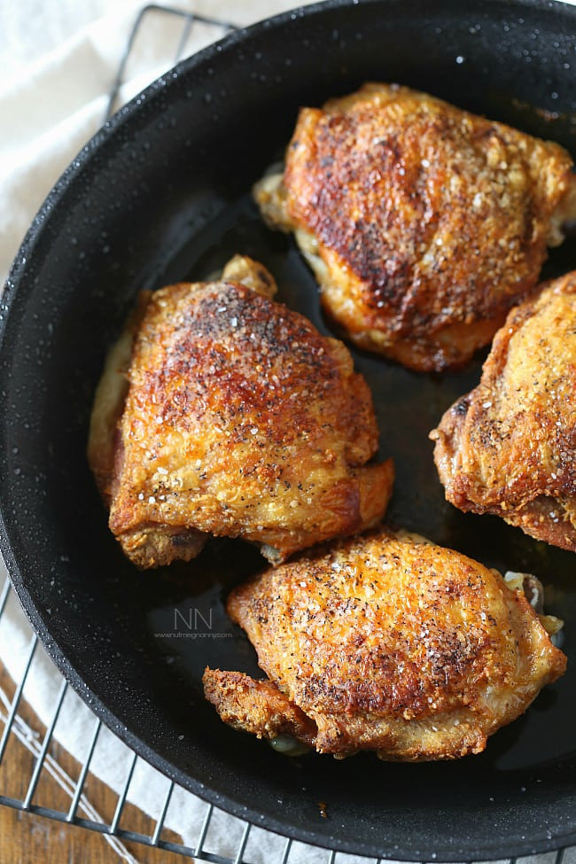Pan Fried Chicken Thighs
 Crispy Pan Roasted Chicken Thighs