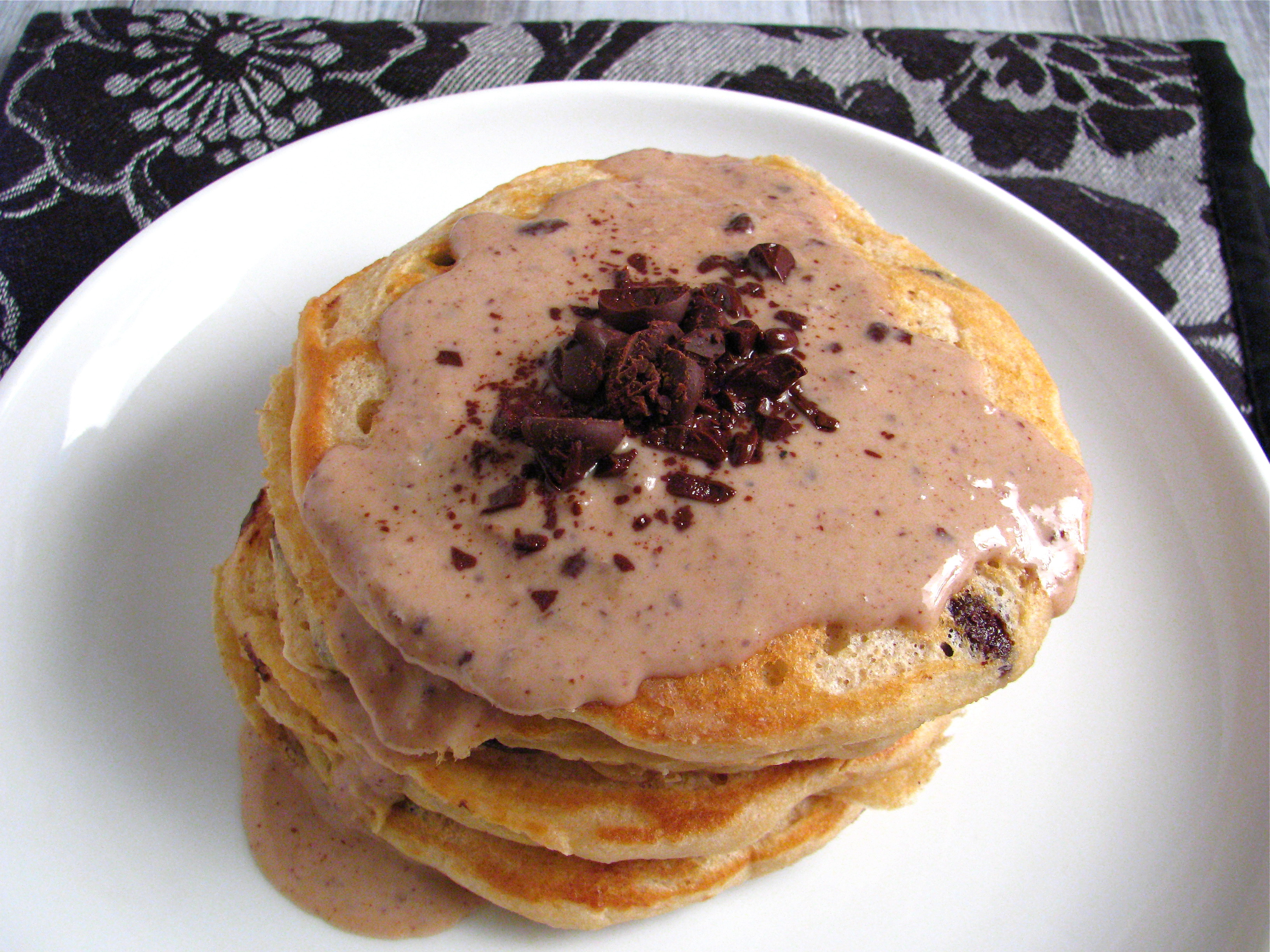 Pancakes For One
 Chocolate Chip Cookie Dough Glazed Pancakes for e