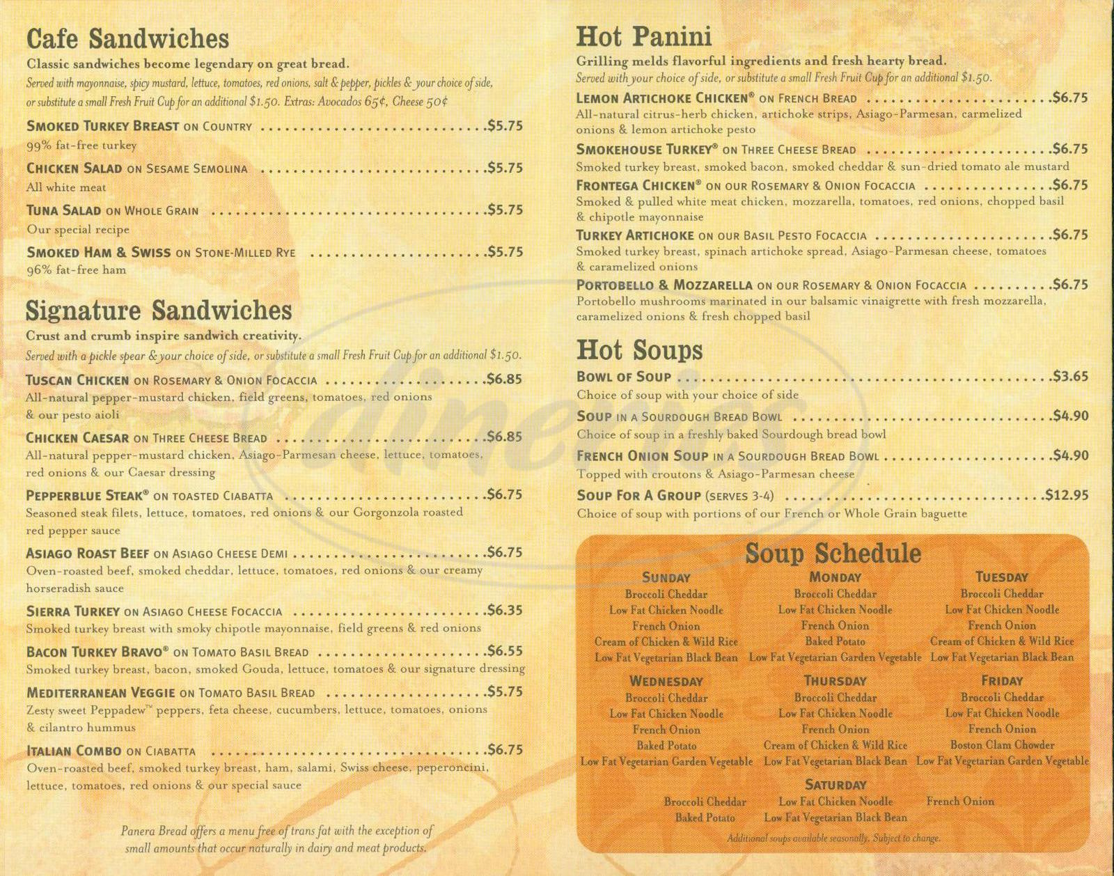 Panera Bread Menu Breakfast
 panera menu