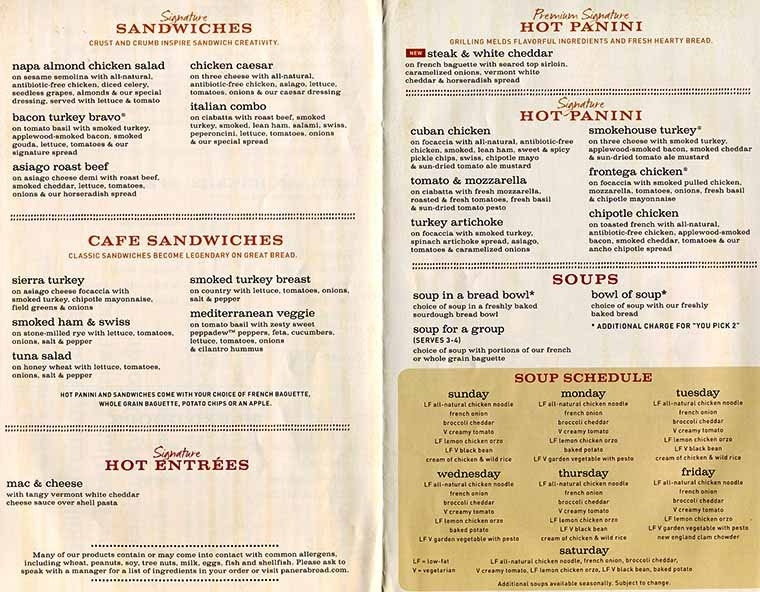 Panera Bread Menu Breakfast
 panera menu