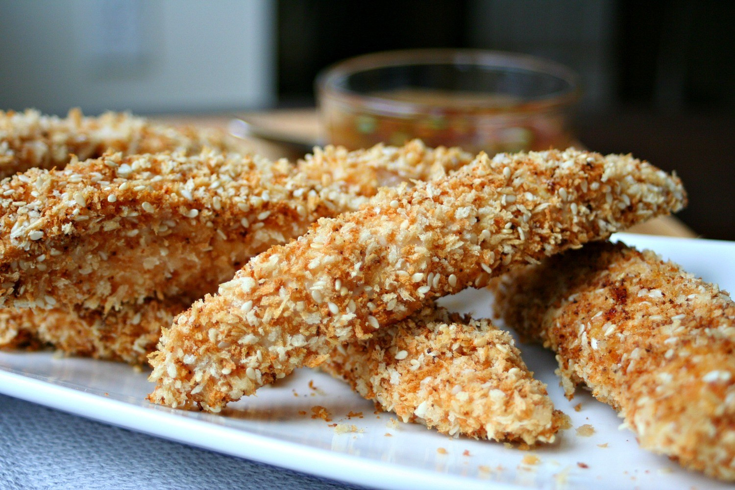 Panko Baked Chicken
 Baked Chicken Fingers Crusted with Panko and Sesame Seeds