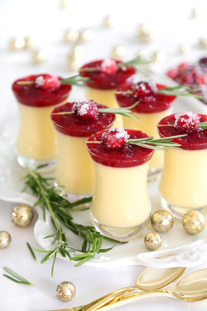 Panna Cotta Dessert
 Eggnog Panna Cotta with Spiked Cranberry Sauce