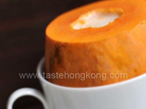 Papaya Dessert Recipe
 Steamed Papaya with Chinese South Almond Milk