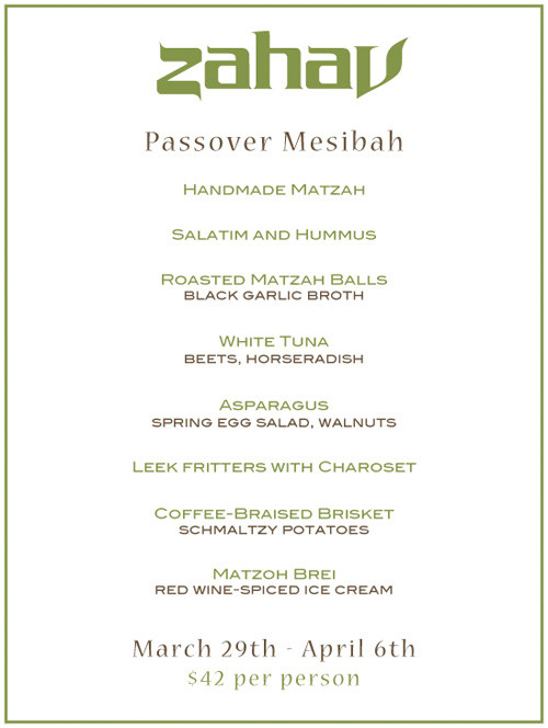 Passover Dinner Menus
 Deal Feed Special Passover Menu Zahav