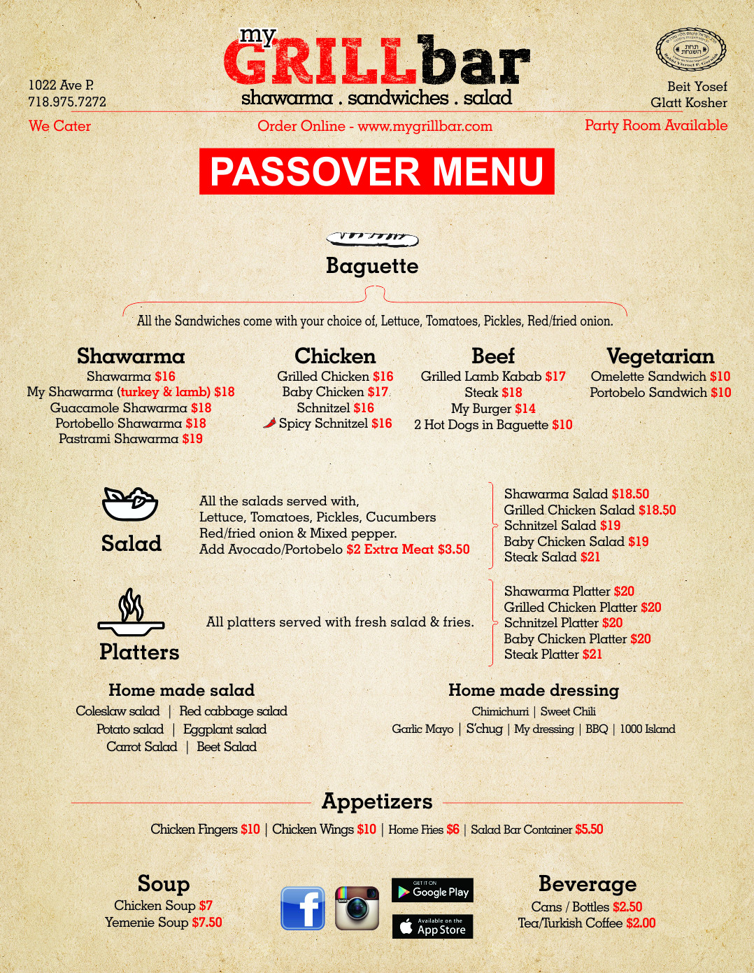 Passover Dinner Menus
 Restaurants Open Chol Hamoed 2016 GREAT KOSHER RESTAURANTS