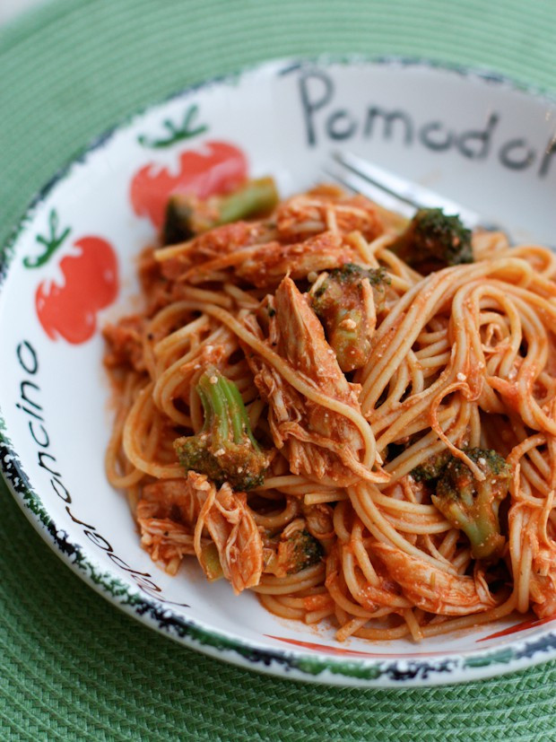 Pasta With Broccoli
 Creamy Crock Pot Chicken Spaghetti with Broccoli