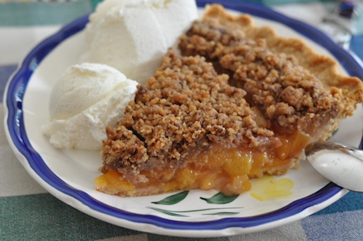 Peach Pie Recipes
 Peach Pie with Heath Bar Crumb Topping Recipe Pinch of Yum