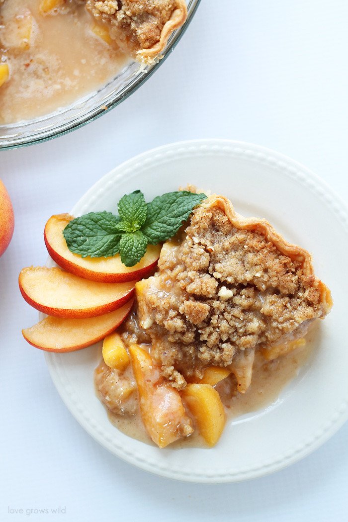 Peach Pie Recipes
 Peach Pie with Almond Crumble Love Grows Wild