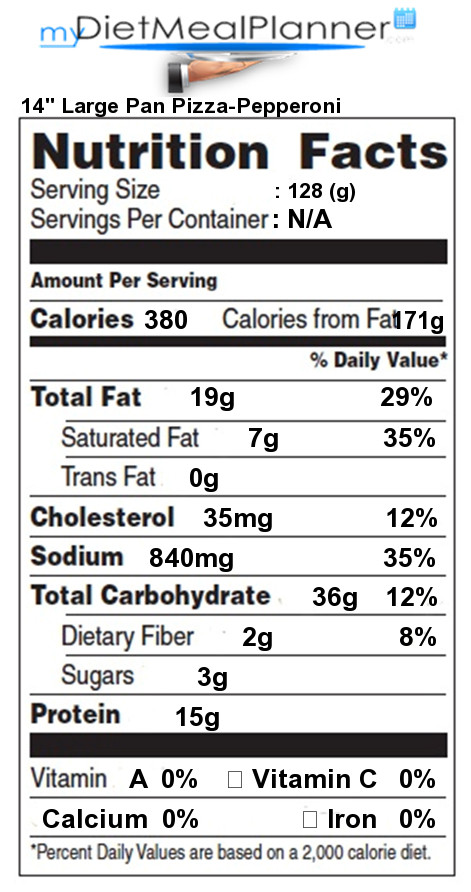 Pepperoni Pizza Calories
 Nutrition facts Label Popular Chain Restaurants 2