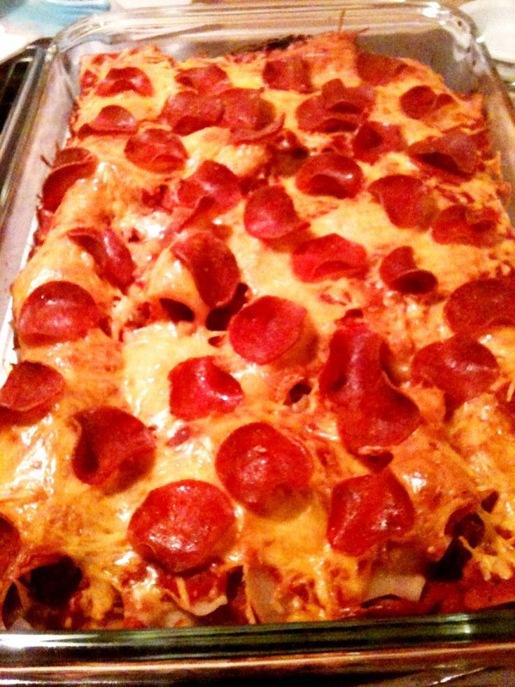 Pepperoni Pizza Casserole
 October 11 is National Sausage Pizza Day