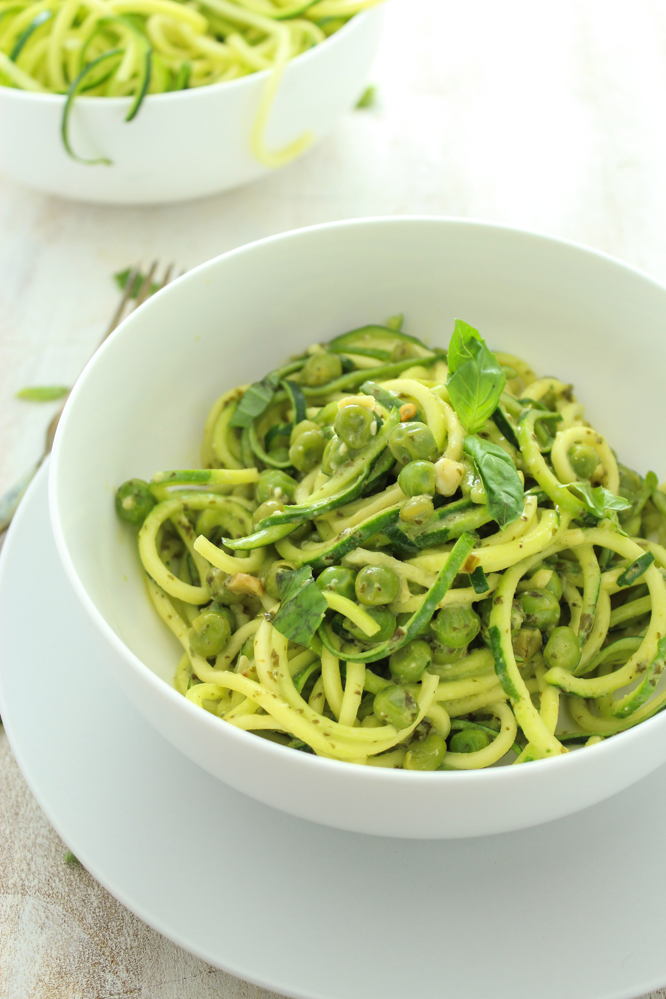 Pesto Sauce Pasta
 Creamy Pesto Zucchini Pasta with Peas from The Fitchen