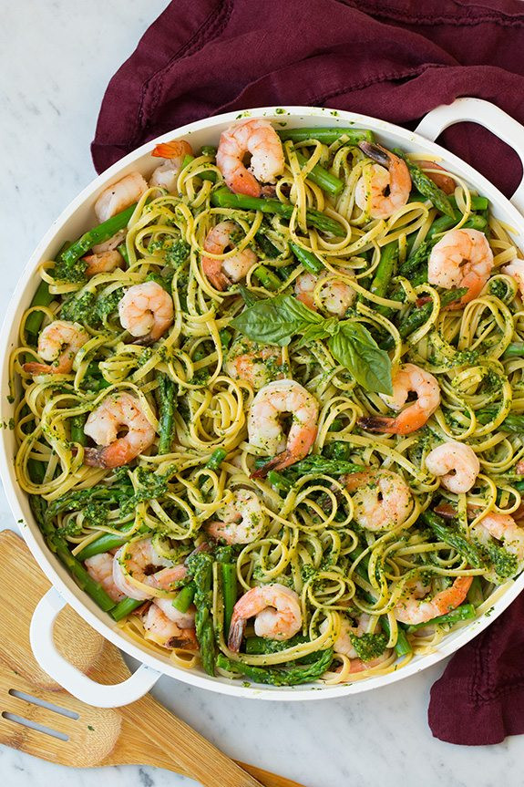 Pesto Shrimp Pasta
 Pesto Pasta with Shrimp and Asparagus Cooking Classy