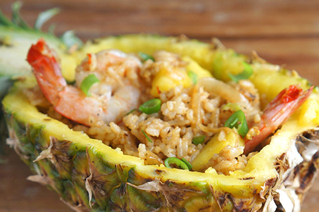 Pineapple Shrimp Fried Rice
 thai pineapple fried rice with shrimp