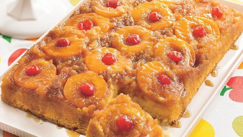 Pineapple Upside Down Cake With Crushed Pineapple
 Peachy Pineapple Upside Down Cake recipe from Betty Crocker
