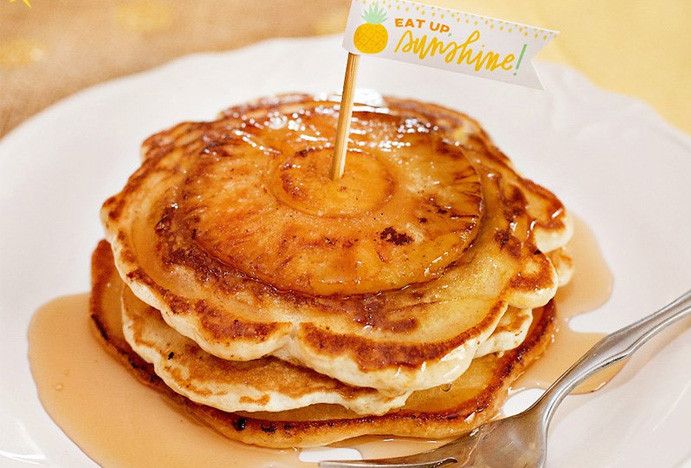 Pineapple Upside Down Pancakes
 Sunny Pineapple Upside Down Pancakes