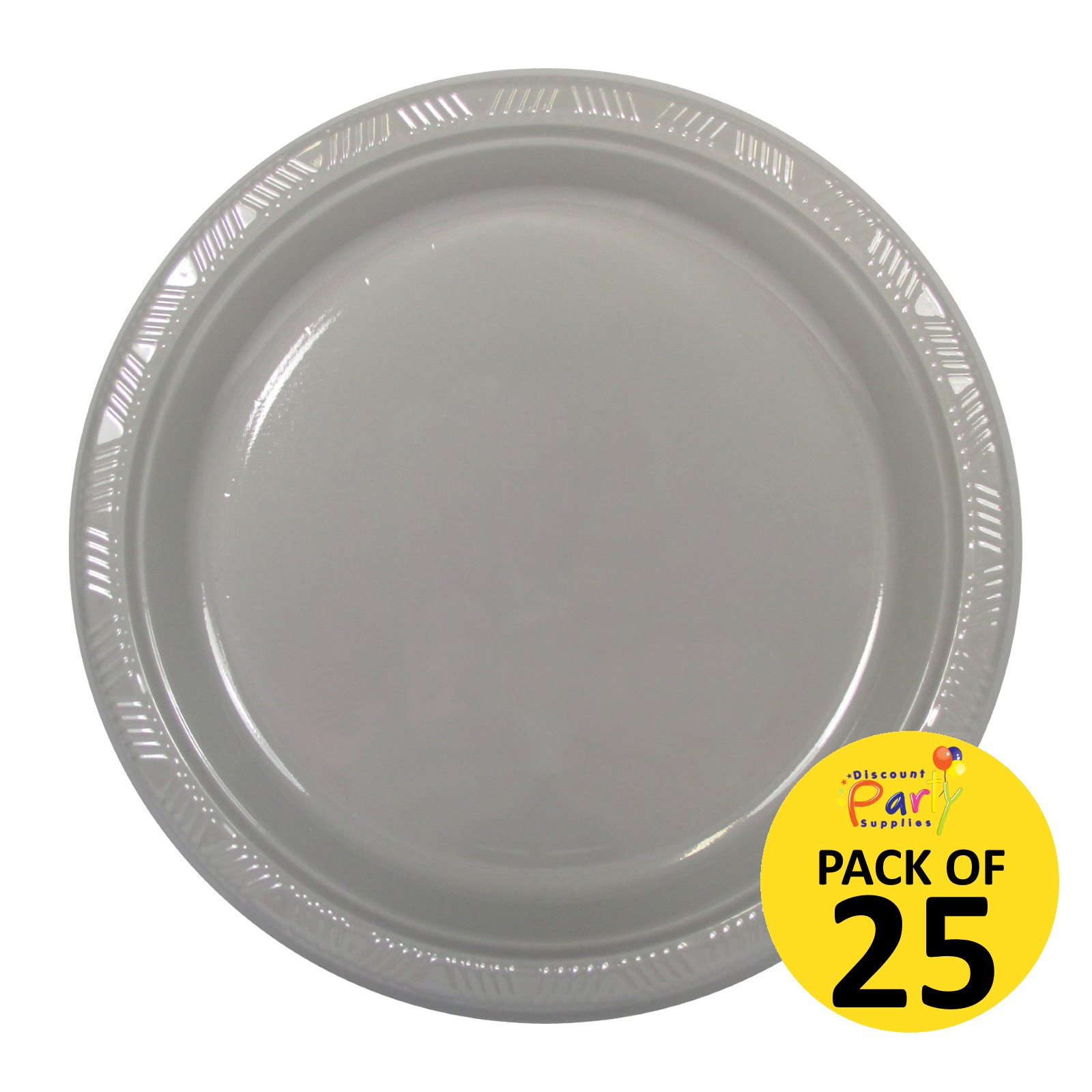 Plastic Dessert Plates
 Silver Pack OF 25 Small Round Plastic Plates Party