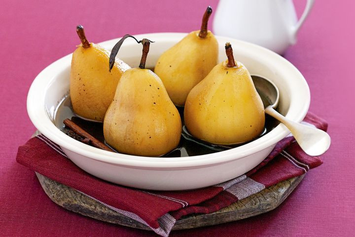 Poached Pears Desserts
 Poached pears in spiced brown sugar syrup