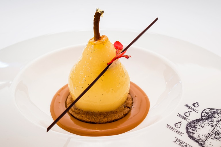 Poached Pears Desserts
 Poached Pear with Cinnamon Biscuit Recipe Great British