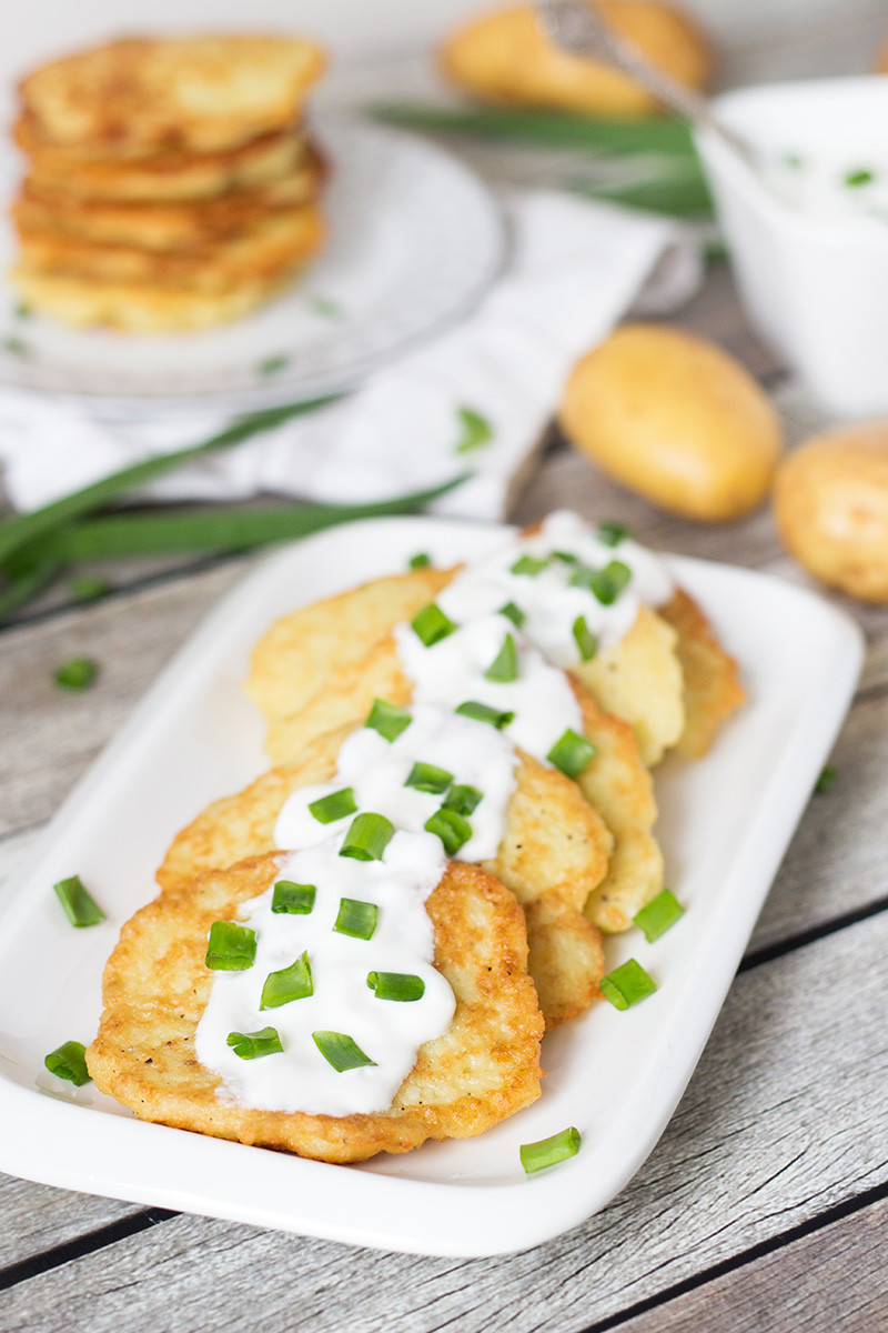 Polish Potato Pancakes
 Polish Potato Pancakes w Sour Cream & Chives