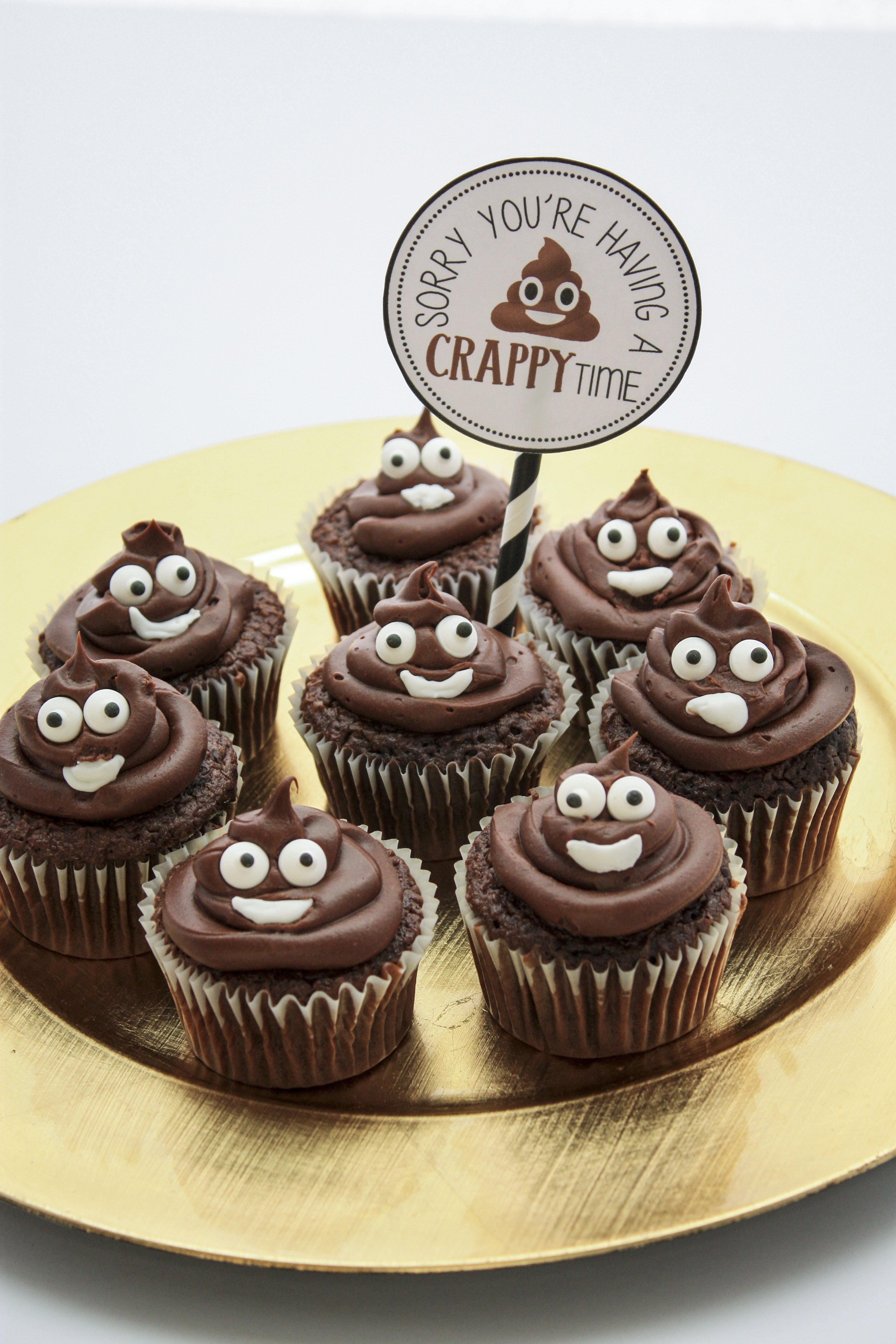 Poop Emoji Cupcakes
 Poop Emoji Cupcakes & Printable cupcake t tag