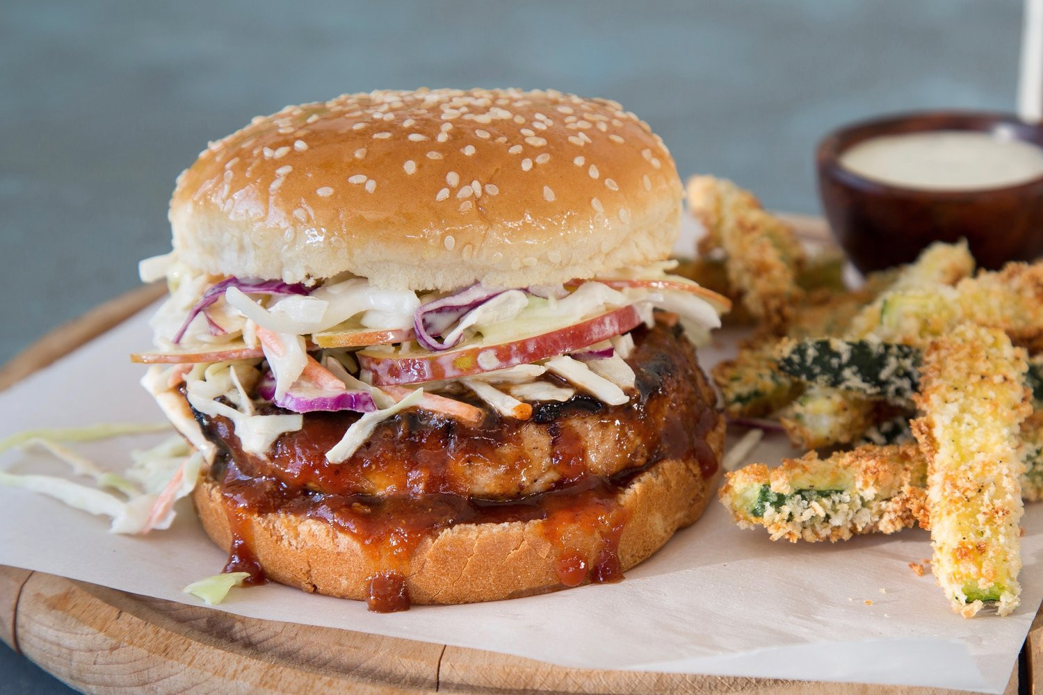 Pork Chop Sandwiches
 Barbecue Pork Chop Sandwiches with Crunchy Apple Slaw