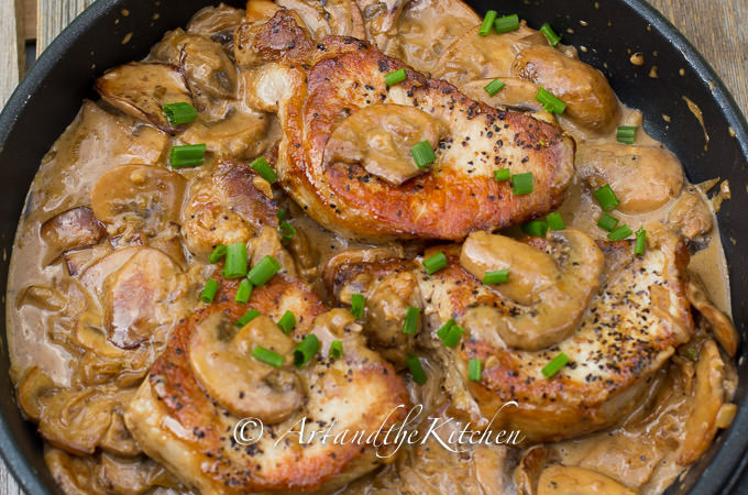 Pork Chops And Mushrooms
 Pork Chops with Brandy Mushroom Sauce