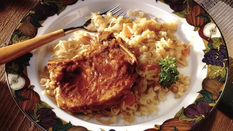 Pork Chops And Sauerkraut
 German Pork Chops with Sauerkraut and Semmelknoedel