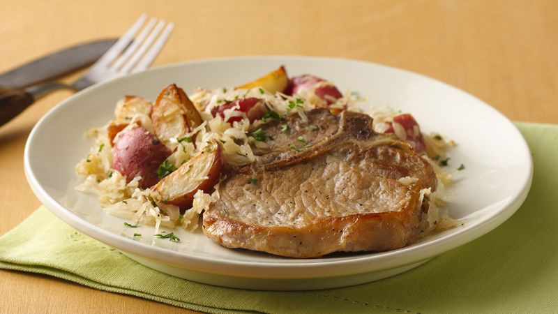 Pork Chops And Sauerkraut
 Pork Chops with Sauerkraut recipe from Betty Crocker