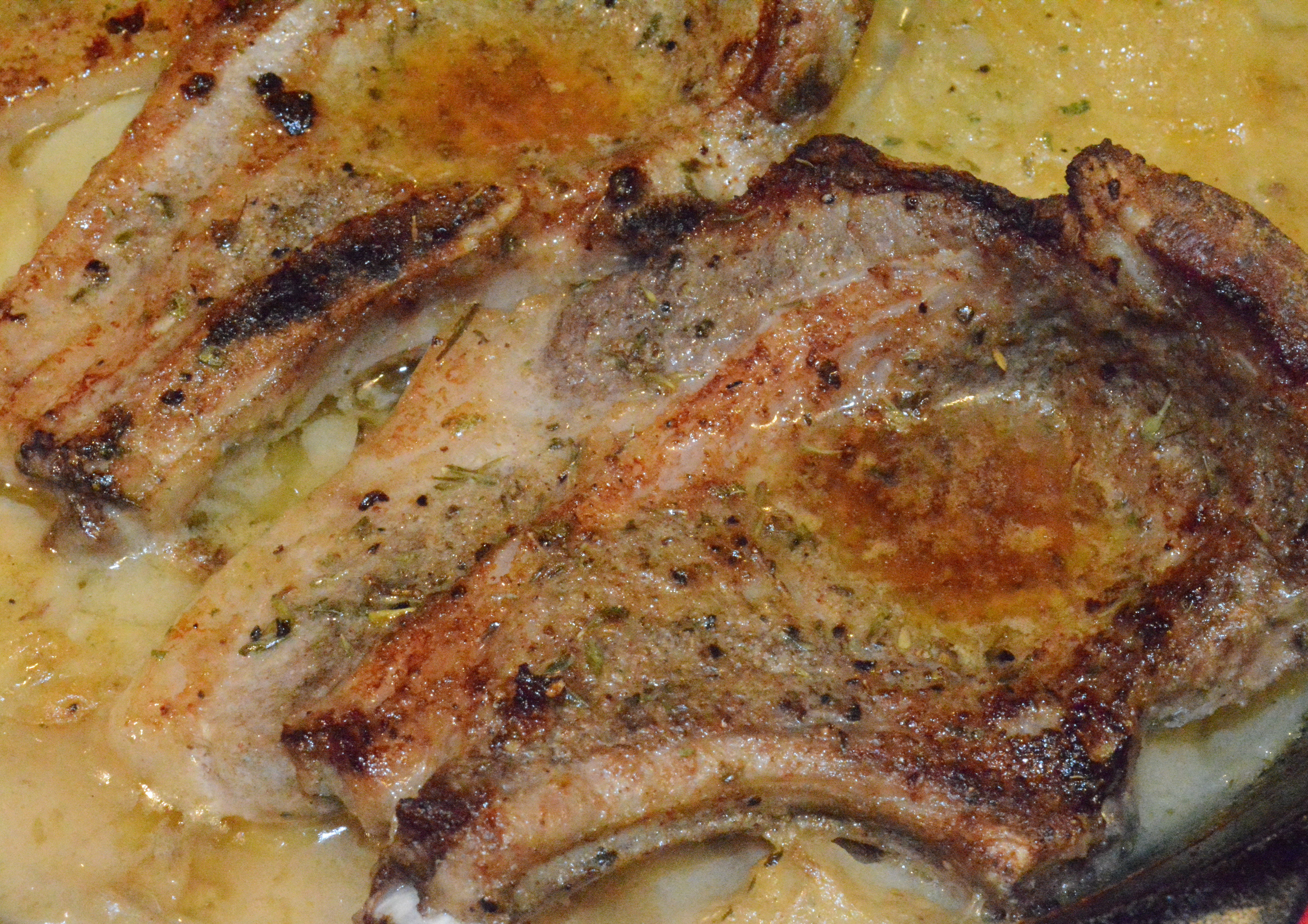 Pork Chops And Scalloped Potatoes
 baked scalloped potatoes and pork chops