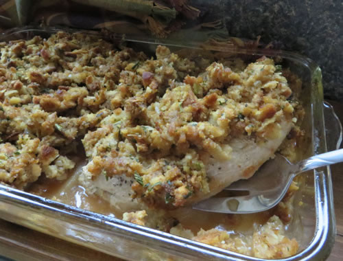 Pork Chops And Stuffing
 baked boneless pork chops with stuffing