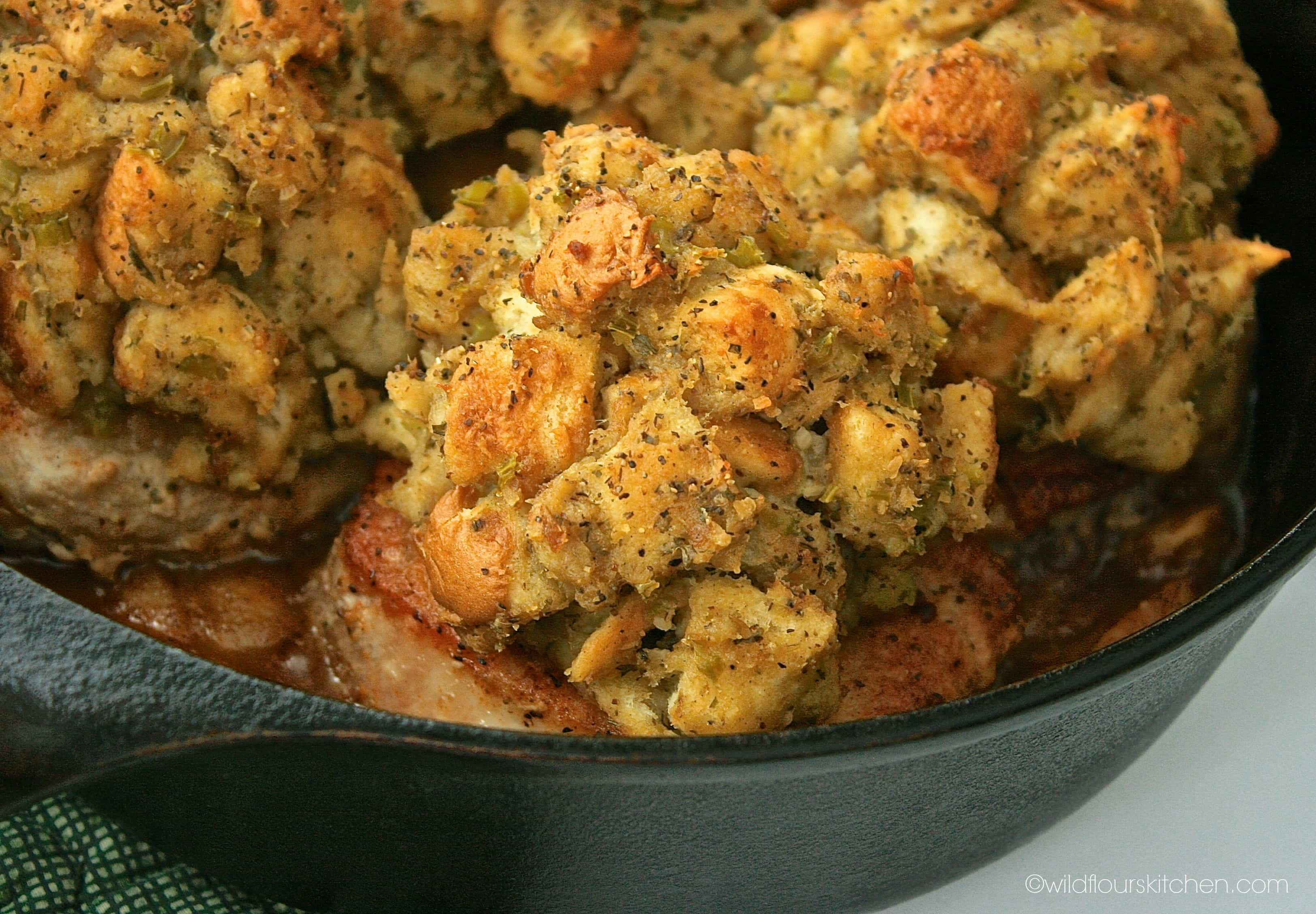 Pork Chops And Stuffing
 Cast Iron Skillet Apple Pie Pork Chops Topped with