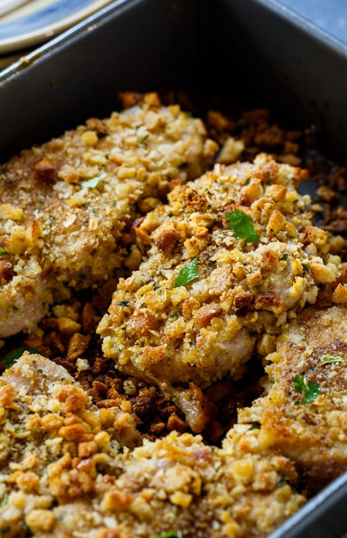 Pork Chops And Stuffing
 Stuffing Coated Pork Chops Spicy Southern Kitchen
