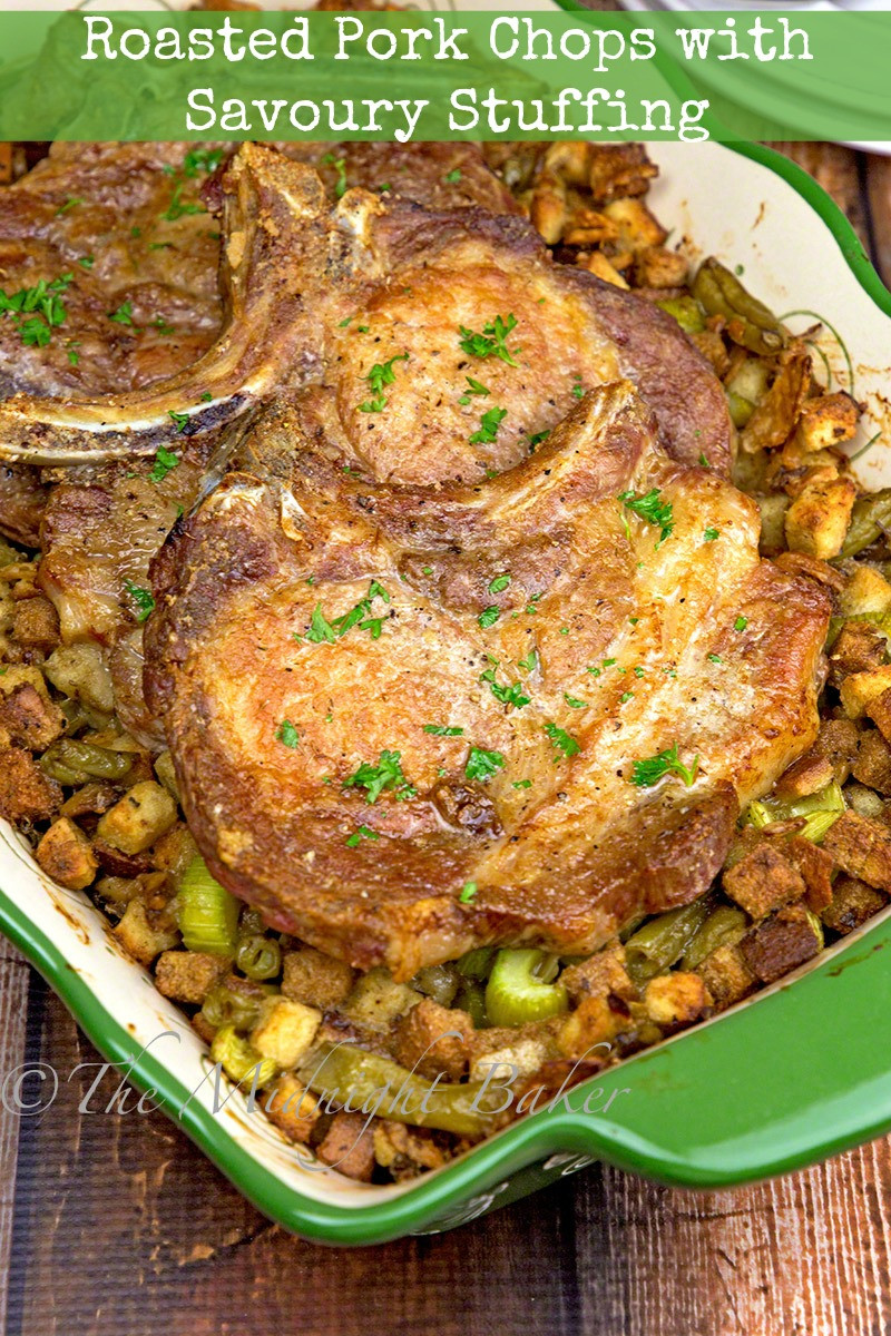 Pork Chops And Stuffing
 Roasted Pork Chops with Savoury Stuffing The Midnight Baker