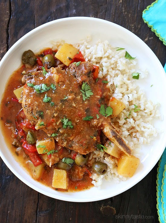 Pork Chops In The Crock Pot
 Crock Pot Sazon Pork Chops with Peppers Olives and Potato