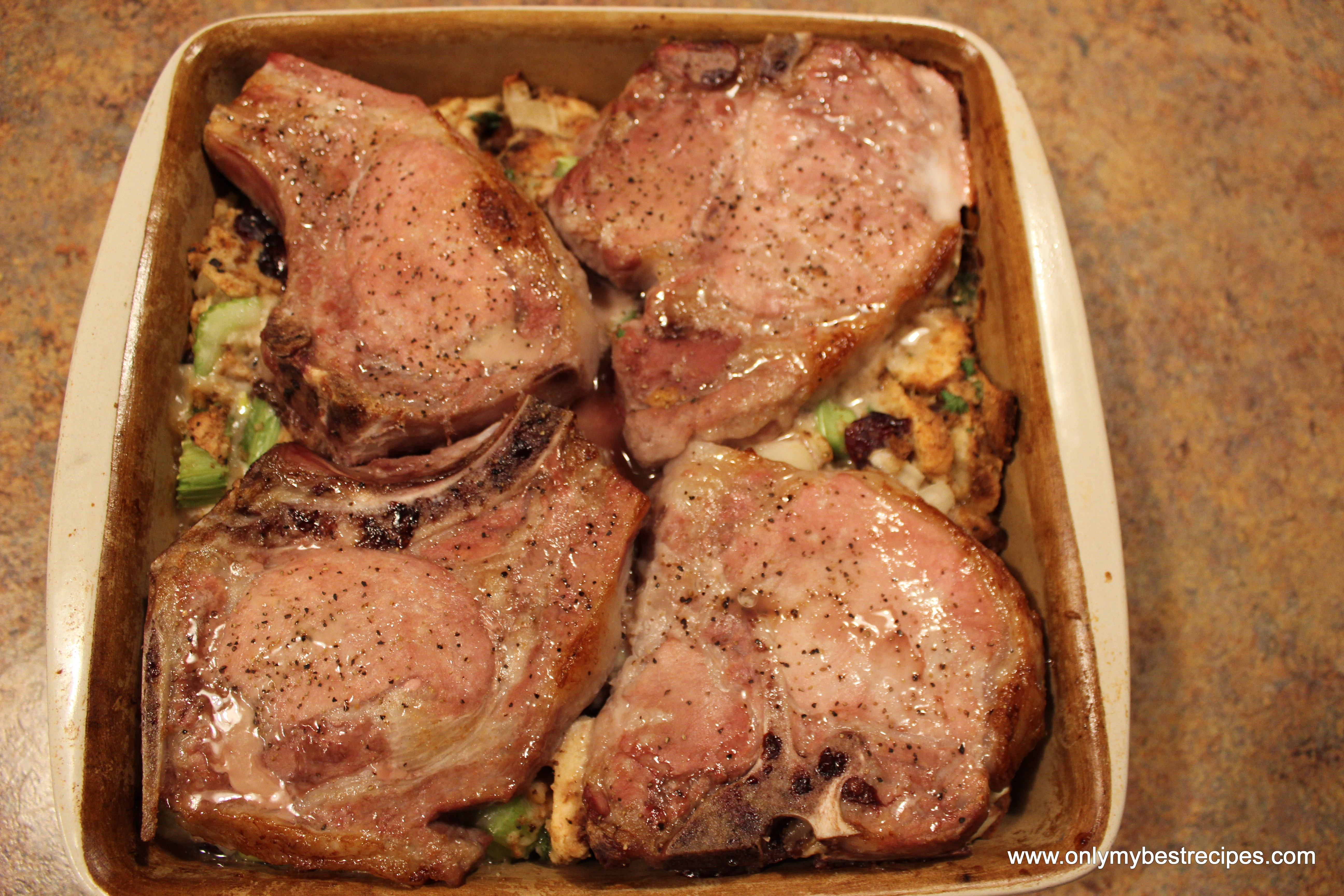 Pork Chops With Stuffing
 Pork Chops and Stuffing not to be confused with stuffed
