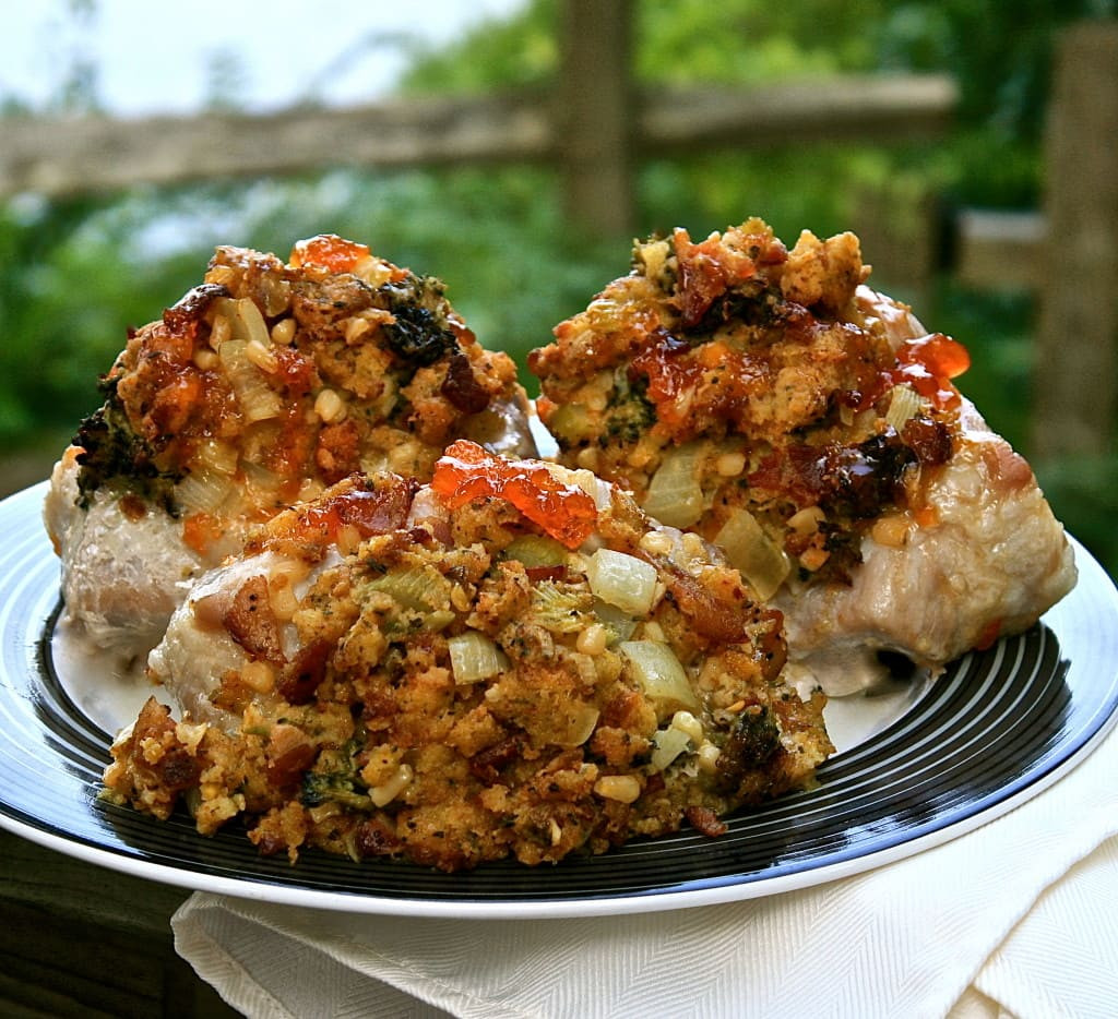 Pork Chops With Stuffing
 Over Stuffed Apricot Glazed Pork Chops with Cornbread