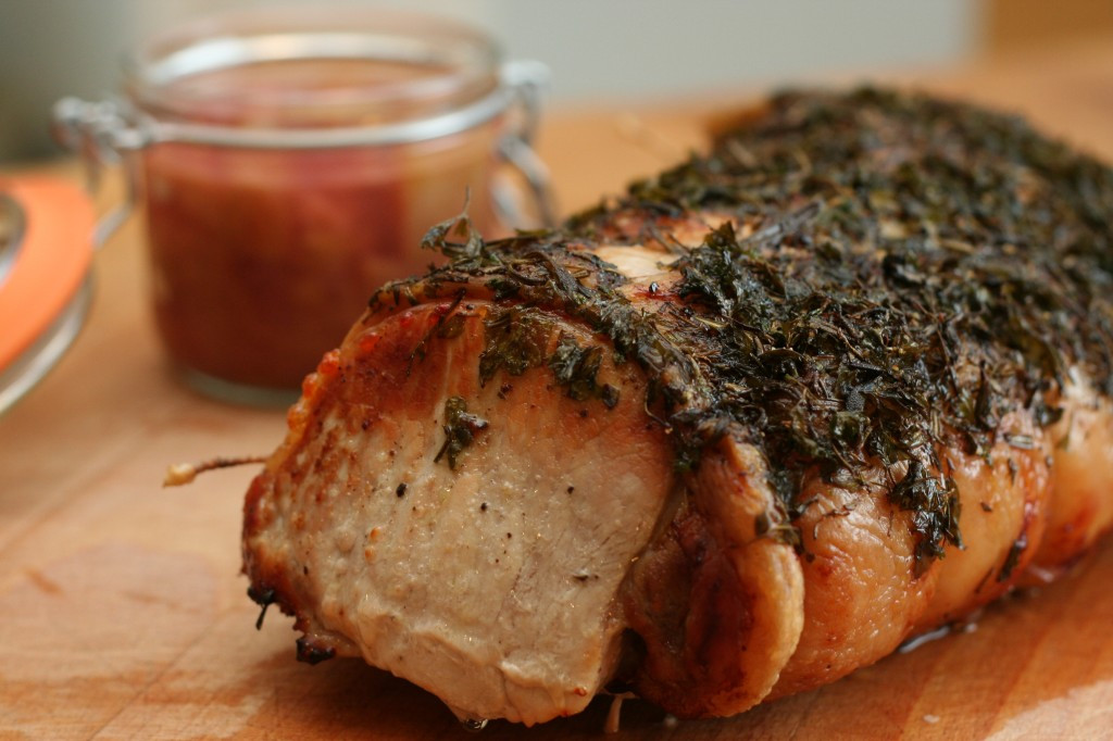 Pork Loin Brine
 Brined Pork Loin with Rhubarb pote and Sauteed Fennel