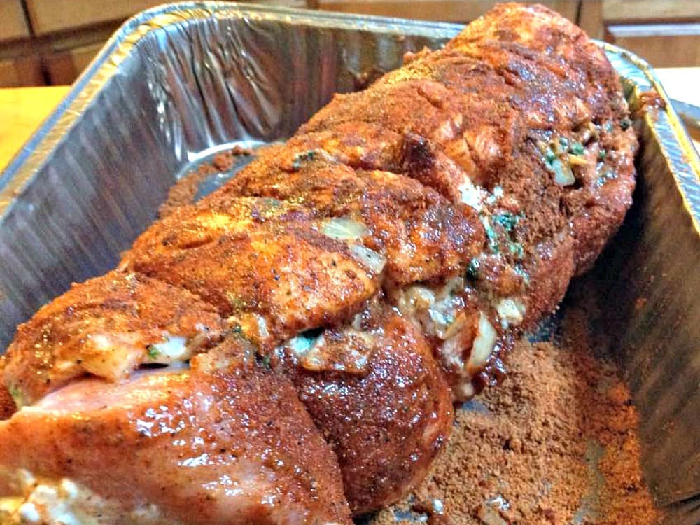 Pork Loin In The Oven
 Brown Sugar Roasted Pork Loin with Cream Cheese Stuffing
