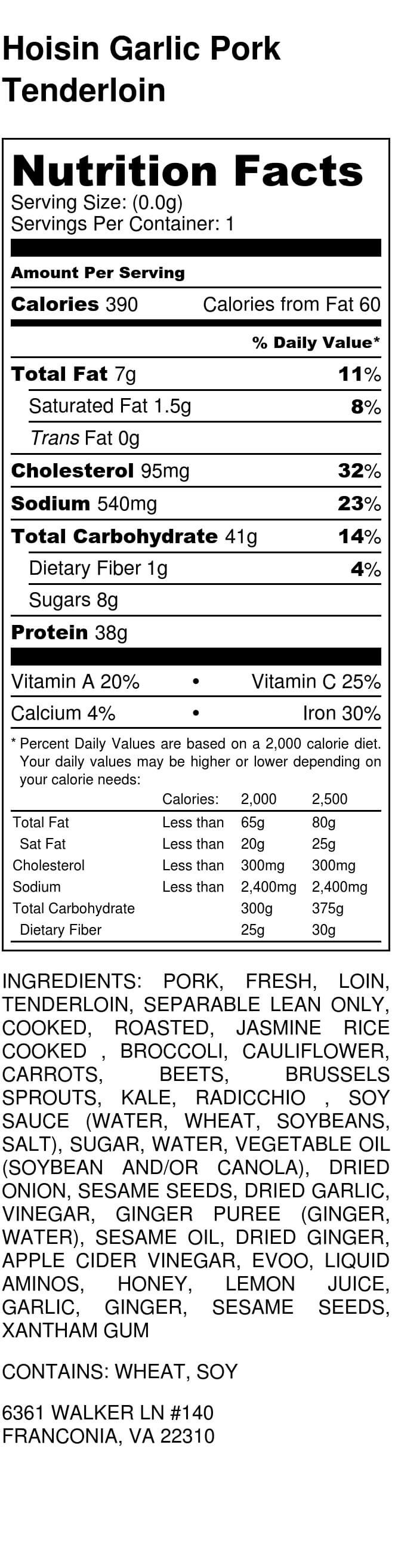 Pork Loin Nutrition
 MightyMeals Products