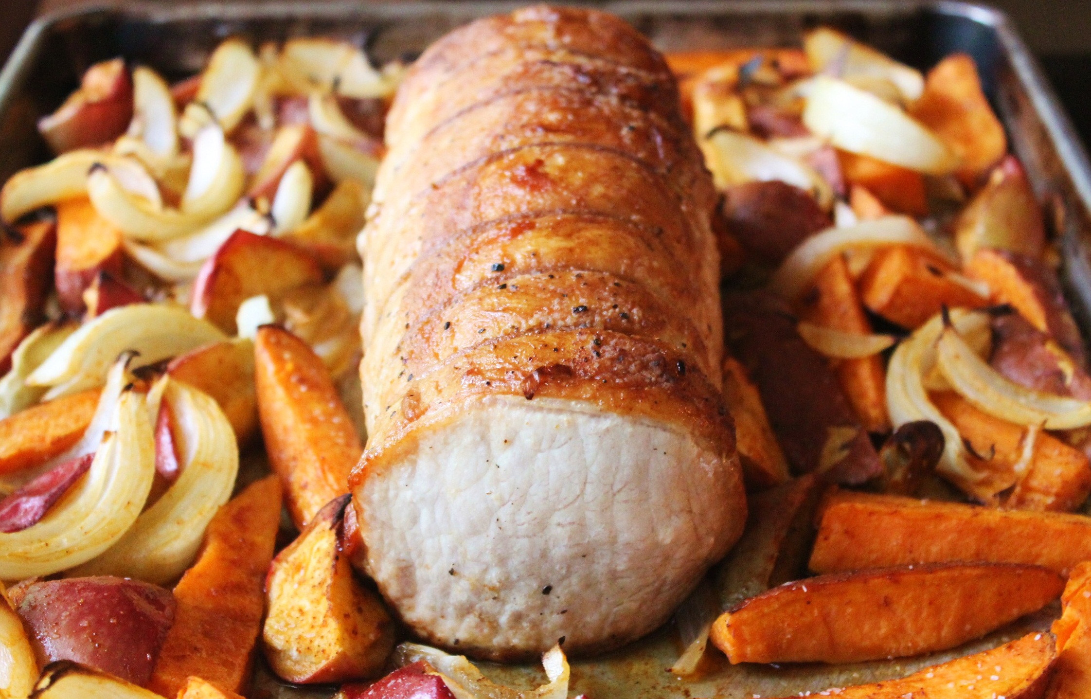 Pork Loin With Apples
 Pork Roast with Sweet Potatoes Apples and ions – Cook