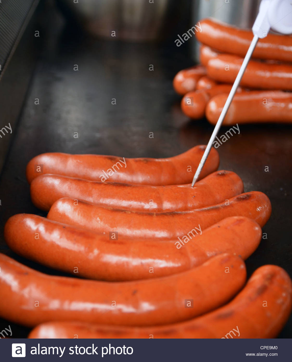 Pork Sausage Temperature
 Taking the temperature of hot dog sausages with meat