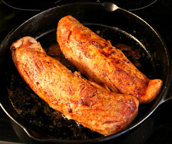 Pork Tenderloin Cast Iron
 Smoked Pork Tenderloin and Spinach SaladCooking in my yard