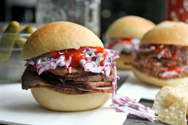 Pork Tenderloin Sandwich Recipe
 Pork tenderloin sandwiches with red cabbage coleslaw and