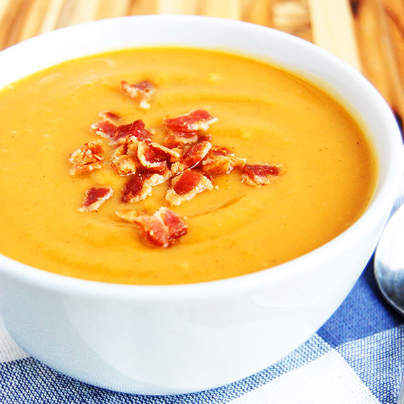 Potato And Bacon Soup
 sweet potato soup with bacon