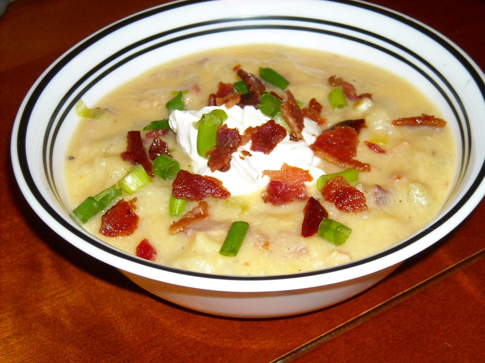 Potato And Bacon Soup
 A Crafty Cook Bacon and Baked Potato Soup