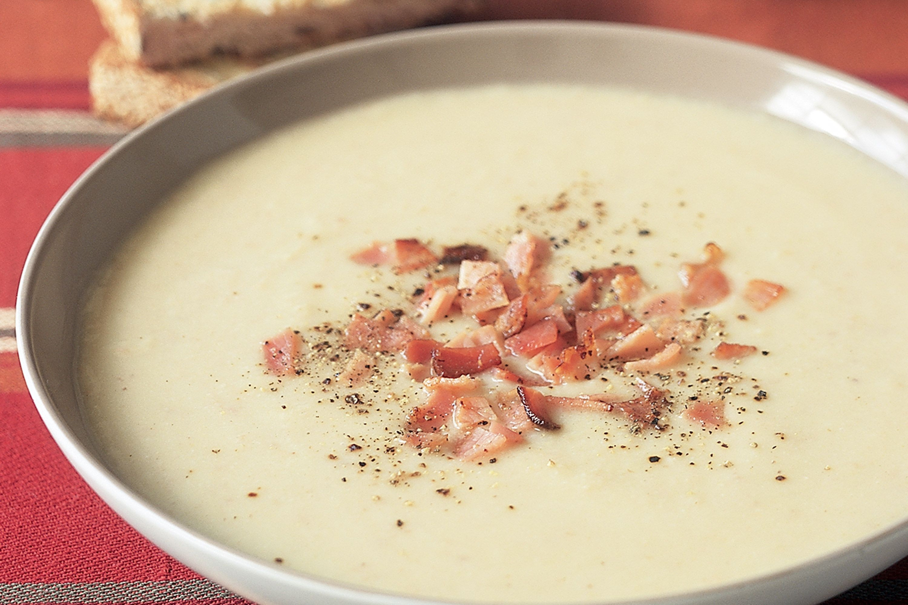 Potato And Bacon Soup
 cream of potato soup with bacon