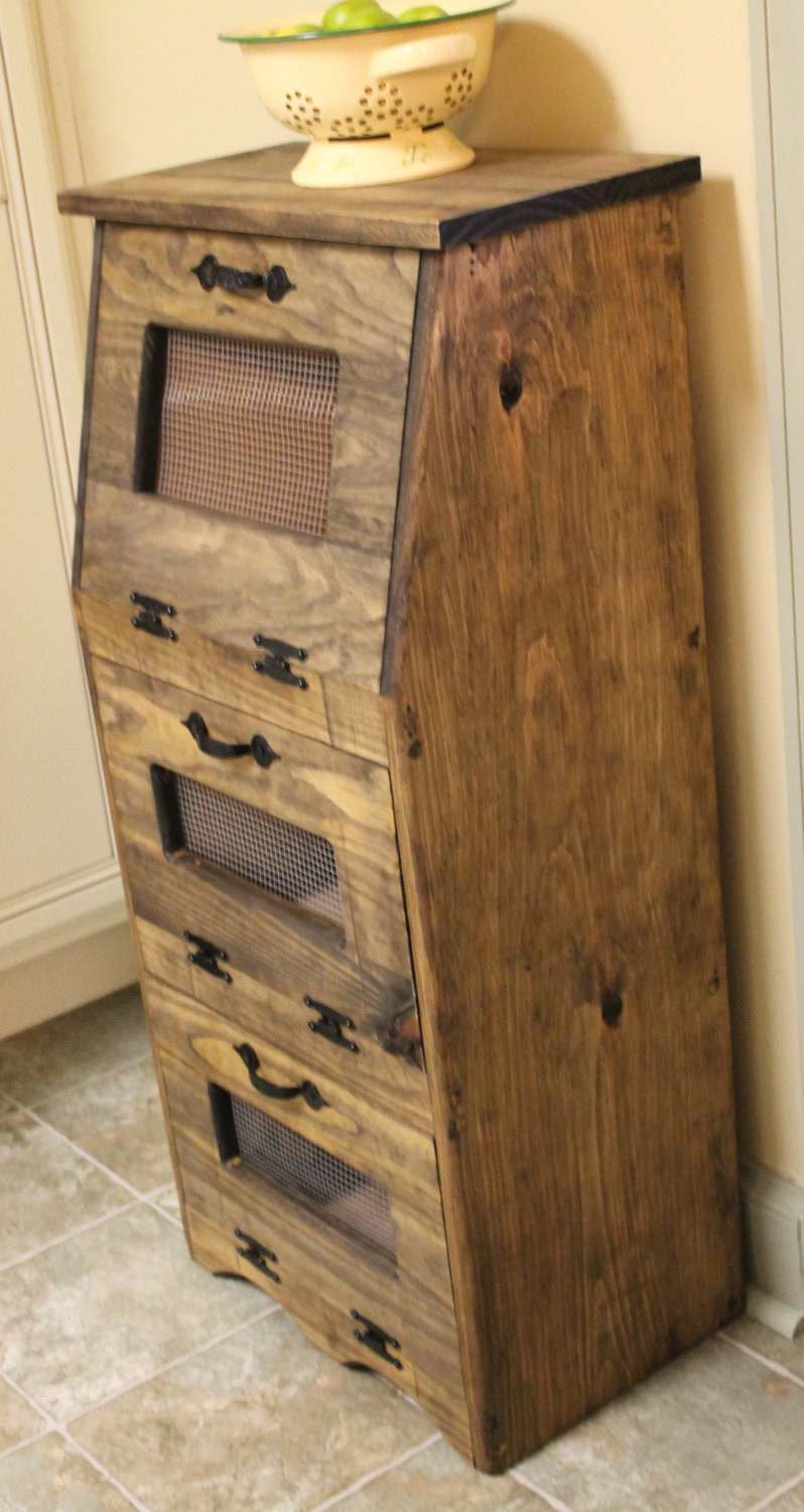 Potato And Onion Bin
 Rustic Ve able Bin Potato ion Bread Box Storage Cupboard