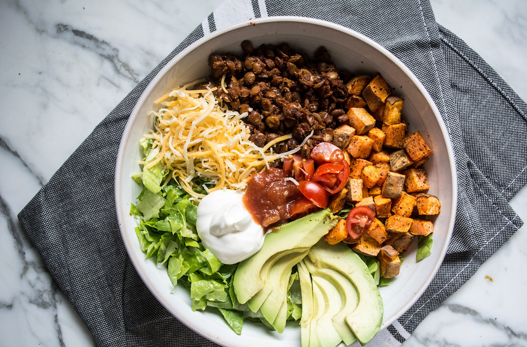 Potato Bowl 2018
 Easy Lentil and Roasted Sweet Potato Taco Bowl